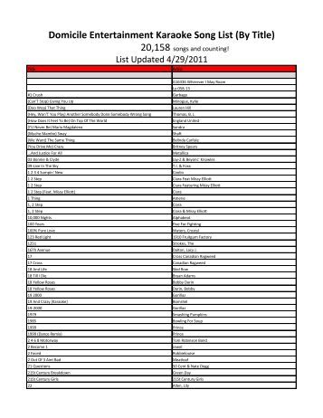 Printable Karaoke Song List (PDF)
