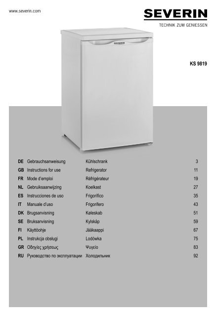 Severin Ks R Frig Rateur Table Top Avec Compartiment De