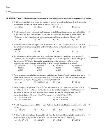 MCQ examination events