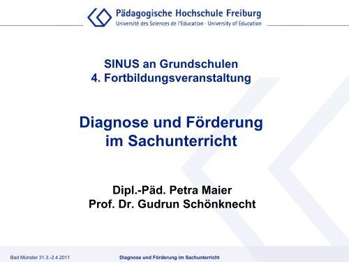 Diagnose und Förderung im Sachunterricht SINUS an Grundschulen