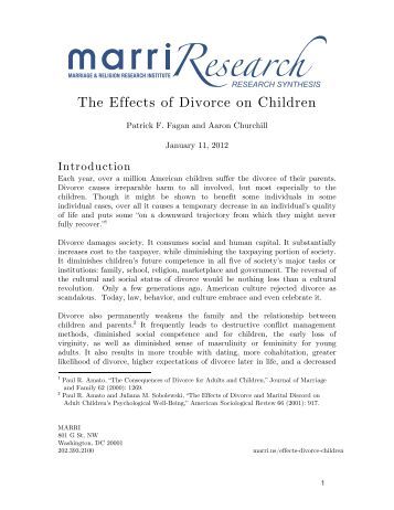 study on the effects of divorce on children Accompanying this trend are multiple studies analyzing the effects that divorce has on children and the results aren't good, even if the stigma. study on the effects of divorce on children Accompanying this trend are multiple studies analyzing the effects that divorce has on children and the results aren't good, even if the stigma.