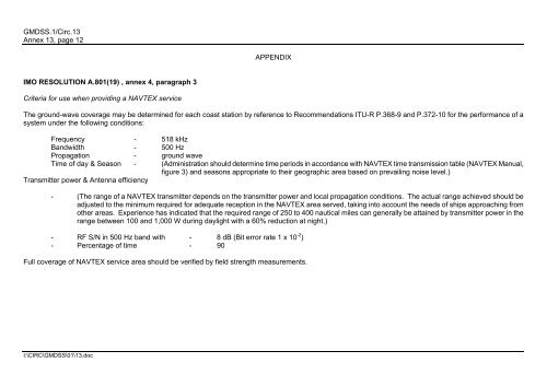 GMDSS 1 Circ 13 Annex 13