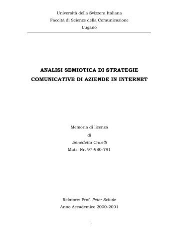 analisi semiotica di strategie comunicative di aziende - Biblioteca ...