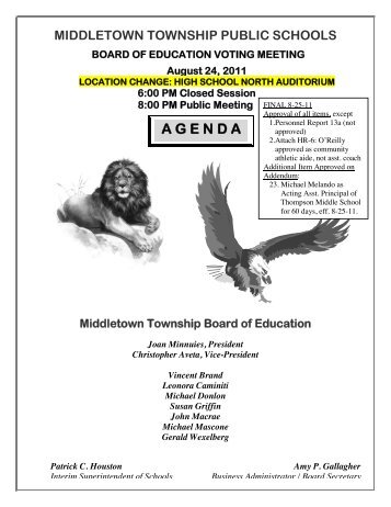 AGENDA - Middletown Township Public Schools