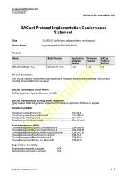 BACnet Protocol Implementation Conformance Statement