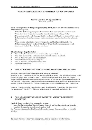Generique zovirax comprimés
