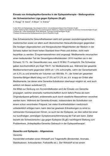 Einsatz von Antiepileptika-Generika in der Epilepsietherapie ...