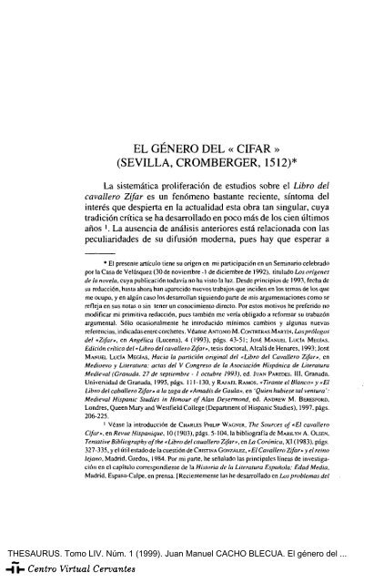 El género del «Cifar - Centro Virtual Cervantes