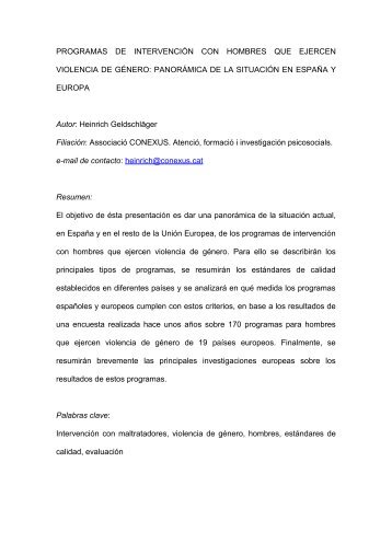 Programas de intervención con hombres que ejercen violencia