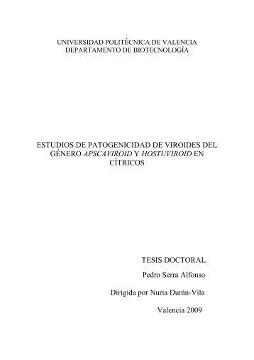 ESTUDIOS DE PATOGENICIDAD DE VIROIDES DEL GÉNERO ...