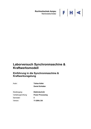 Laborversuch Synchronmaschine & Kraftwerksmodell