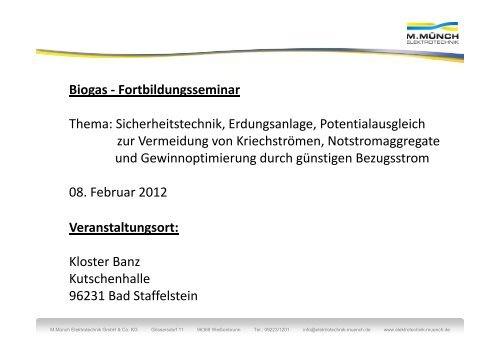 Sicherheitstechnik, Erdungsanlage, Potentialausgleich zur - Bayern