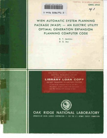 Wein Automatic System Planning Package (WASP): an electric utility ...