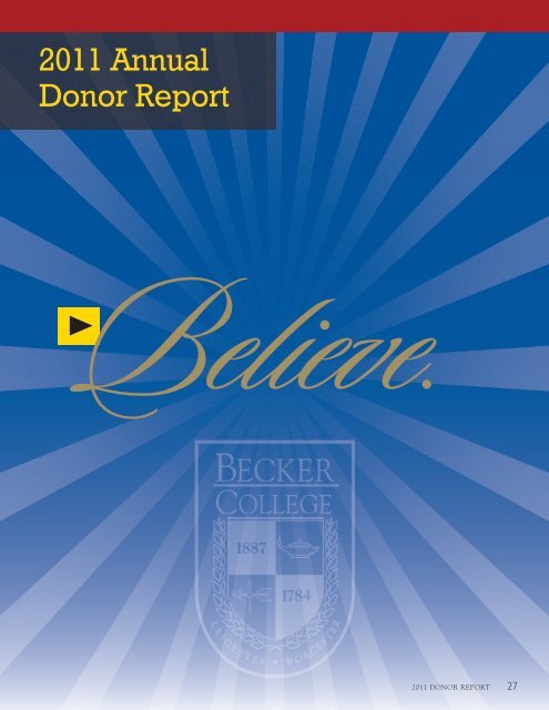 2011 Annual Donor Report - Becker College