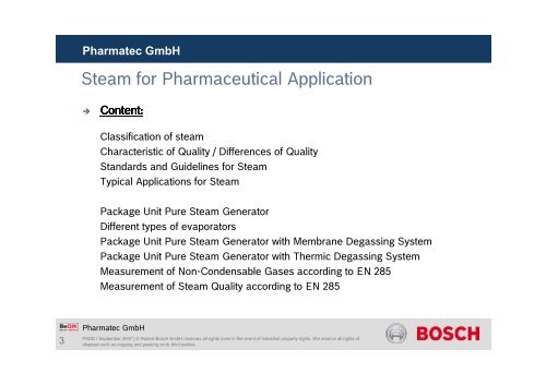 Pharmatec Pure Steam Presentation