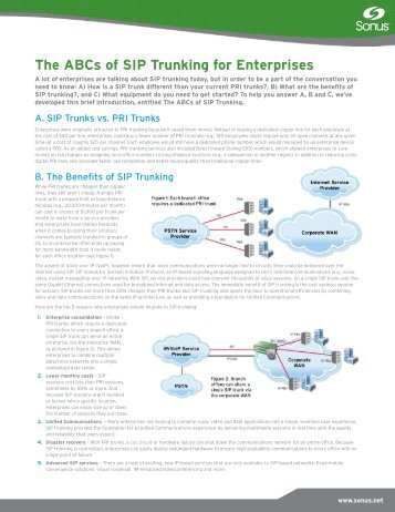 The ABCs of SIP Trunking for Enterprises - Sonus Networks, Inc.