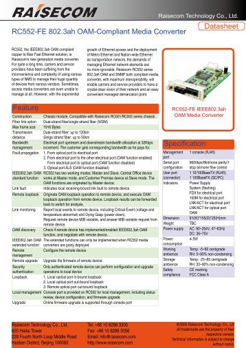 RC552-FE 802.3ah OAM-Compliant Media Converter ... - Raisecom