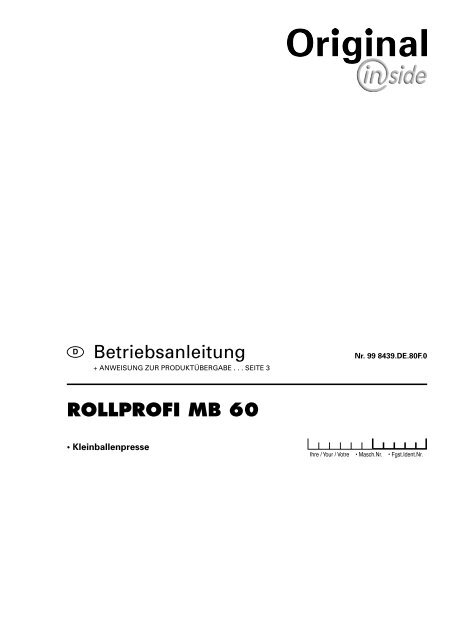 rollprofi mb 60 - Alois Pöttinger Maschinenfabrik GmbH