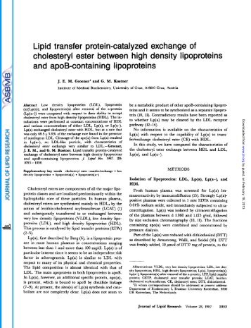 Li pi d transfer protei n-catal yzed exc h an g e of cholesteryl ester ...