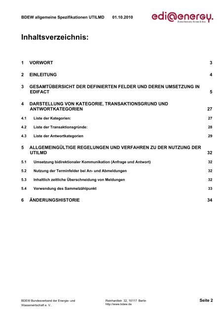 UTILMD Allgemeine Spezifikationen ( AHB ) - Bundesnetzagentur