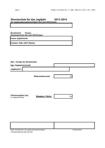 Streckenliste 2013/14 - Lahn-Dill-Kreis