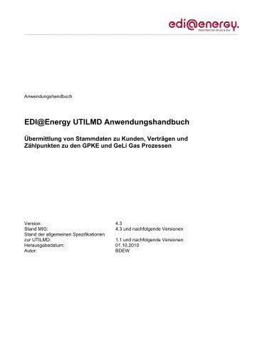 UTILMD 4.3 zu GPKE / GeLi Gas AHB (pdf - Bundesnetzagentur