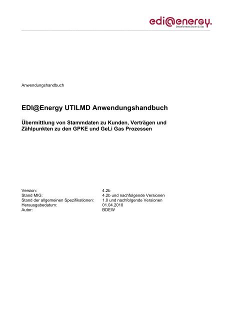 UTILMD 4.2b AHB - Bundesnetzagentur