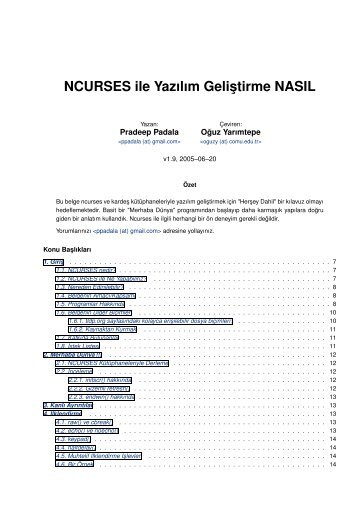 NCURSES ile YazÄ±lÄ±m GeliÂ¸stirme NASIL