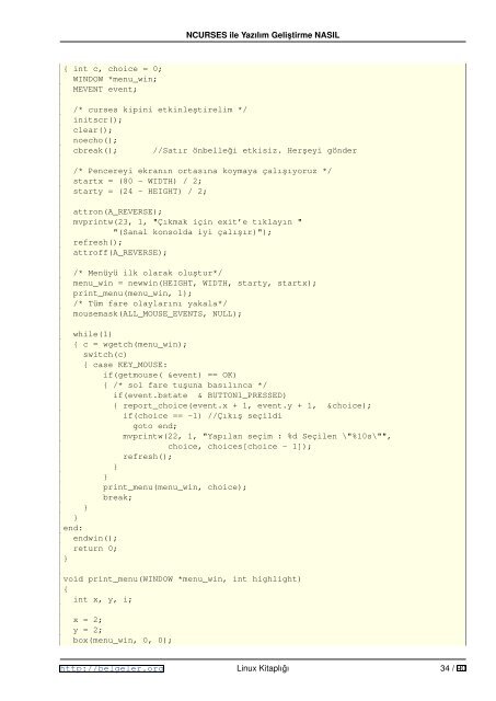NCURSES ile YazÄ±lÄ±m GeliÂ¸stirme NASIL