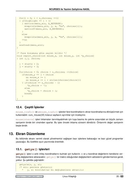 NCURSES ile YazÄ±lÄ±m GeliÂ¸stirme NASIL