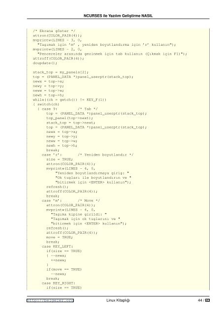 NCURSES ile YazÄ±lÄ±m GeliÂ¸stirme NASIL