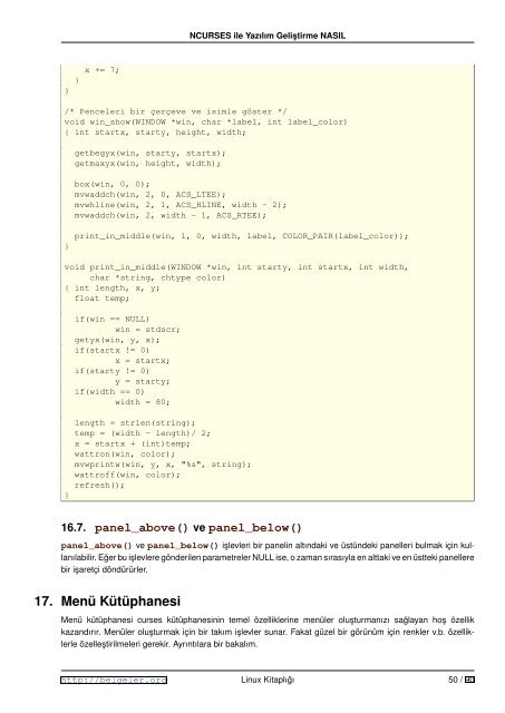 NCURSES ile YazÄ±lÄ±m GeliÂ¸stirme NASIL