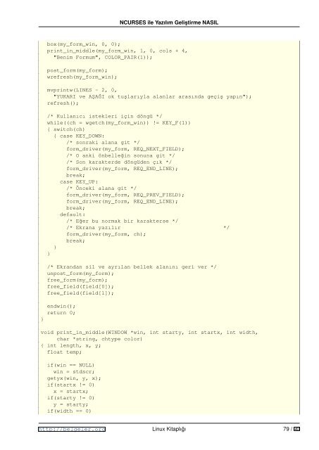 NCURSES ile YazÄ±lÄ±m GeliÂ¸stirme NASIL