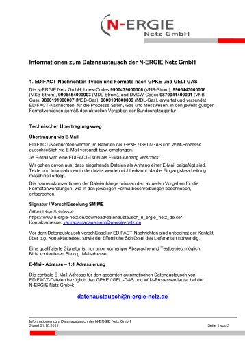 Informationen zum Datenaustausch der N-ERGIE Netz GmbH ...