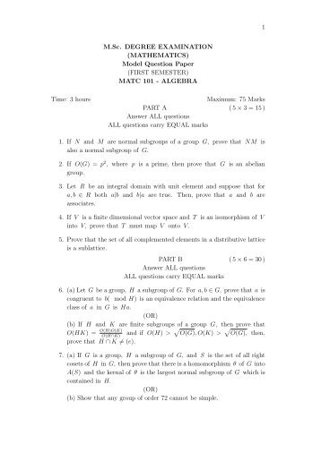 Model Question Paper - Annamalai University