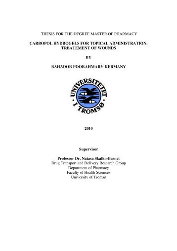 thesis for the degree master of pharmacy carbopol ... - Munin