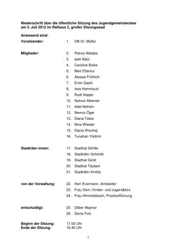 Niederschrift über die Sitzung vom 05. Juli 2012 - Stadt Lahr