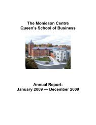 The Monieson Centre Queen's School of Business Annual Report ...