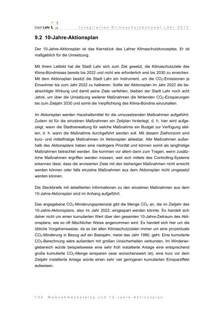 Integriertes Klimaschutzkonzept Lahr 2012 - Endbericht - Stadt Lahr