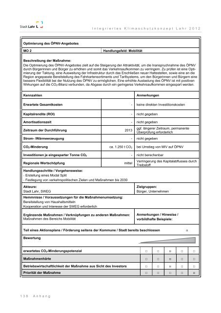 Integriertes Klimaschutzkonzept Lahr 2012 - Endbericht - Stadt Lahr