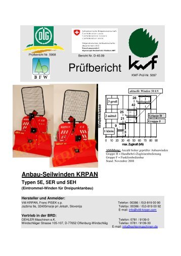 Anbau-Seilwinden KRPAN Typen 5E, 5ER und 5EH
