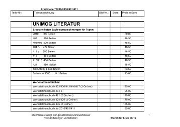 UNIMOG LITERATUR - bei SCHMIDT Restauration & Service