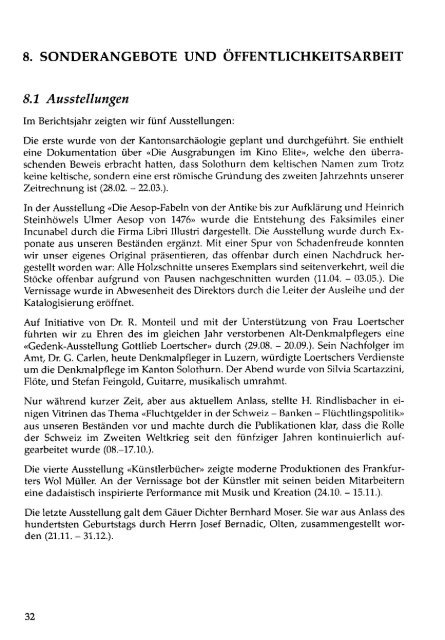 68. Jahresbericht der Zentralbibliothek Solothurn über das Jahr 1997