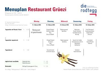 Der aktuelle Menuplan