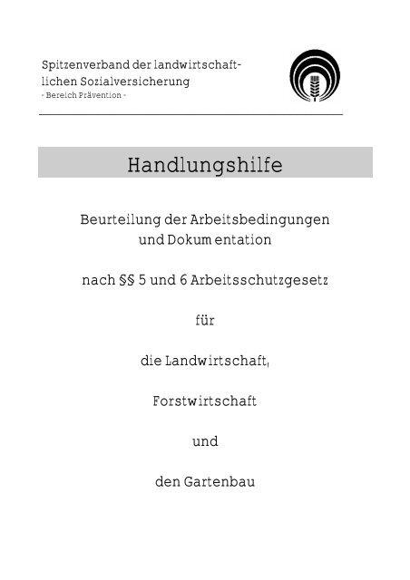 Handlungshilfe/Gefährdungsbeurteilung: Beurteilung der ...