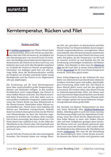 Kerntemperatur Rucken Und Filet Aurant