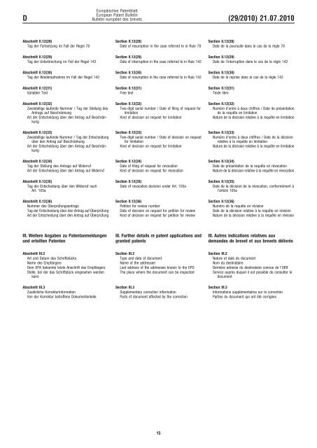 Bulletin 2010/29 - European Patent Office