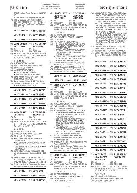 Bulletin 2010/29 - European Patent Office