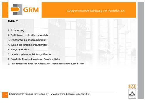 Gütegemeinschaft Reinigung von Fassaden e.V. - GRM