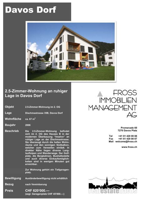 2 5 Zimmer Wohnung An Ruhiger Lage In Davos Dorf